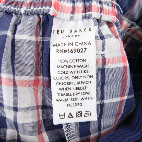 Ted Baker Men's Sleep Shorts Blue Red Plaid Boxer Style Pajama Shorts Medium - Picture 10 of 11